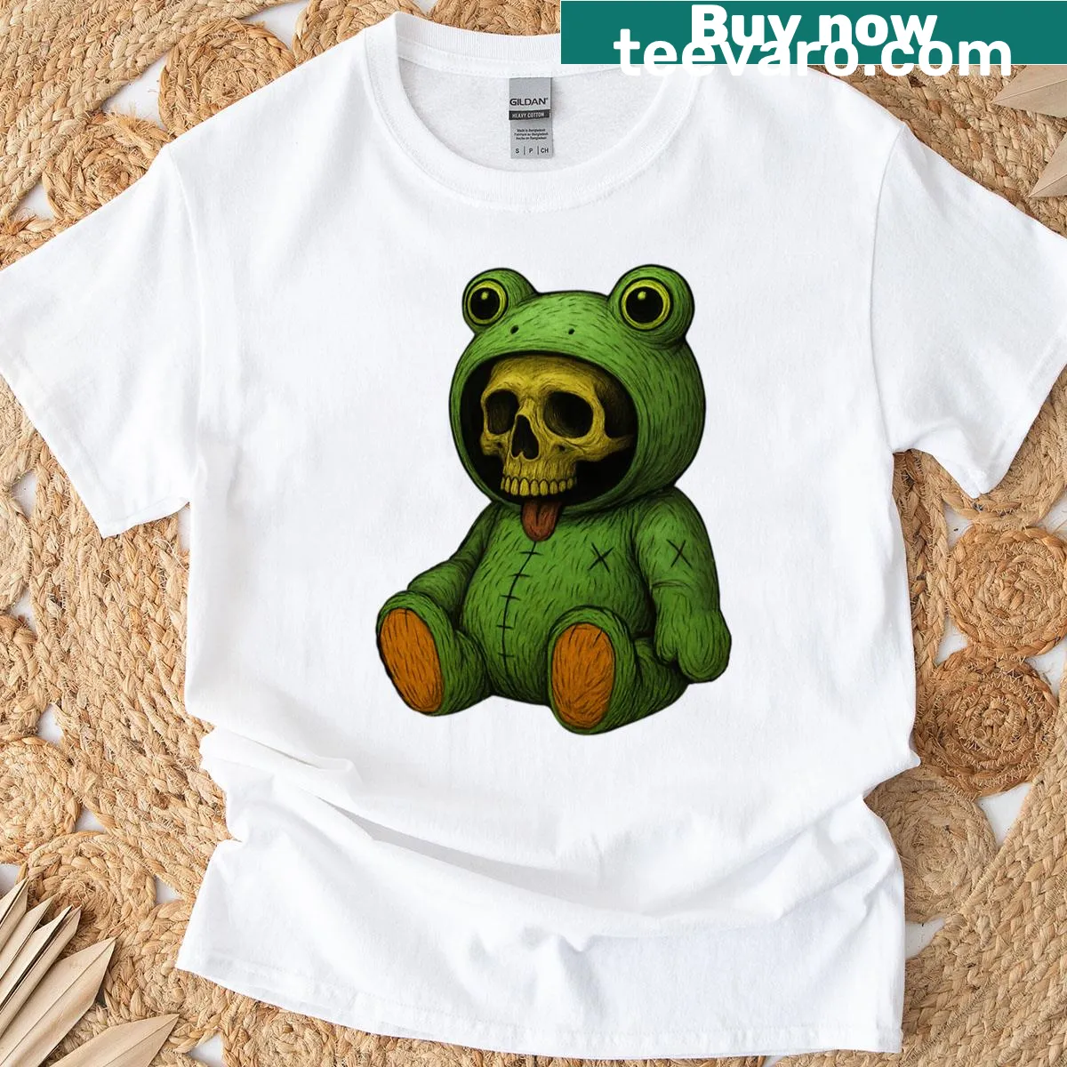 T-shirt featuring a grizzly bear humorously doing the Slavic squat. — on a men's t-shirt