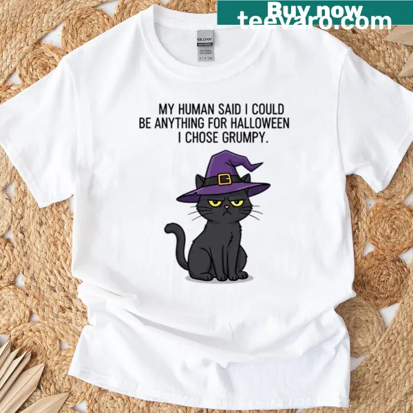 T-shirt featuring humorous Halloween graphics and silly phrases.