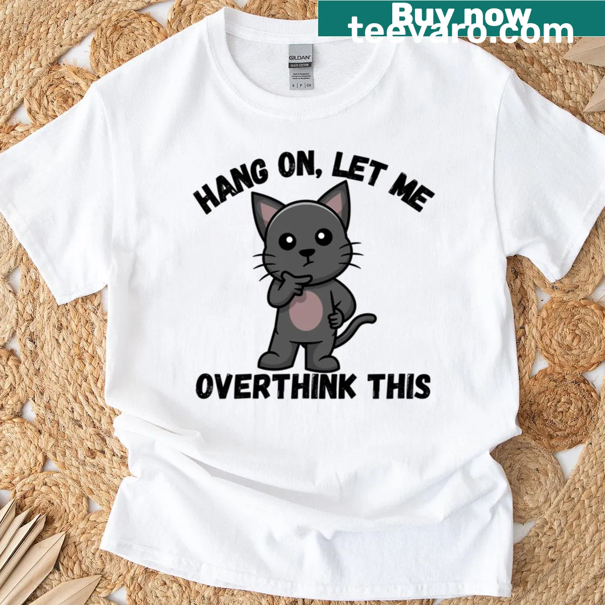 Illustrated badger deep in thought with humorous text — on a men's t-shirt