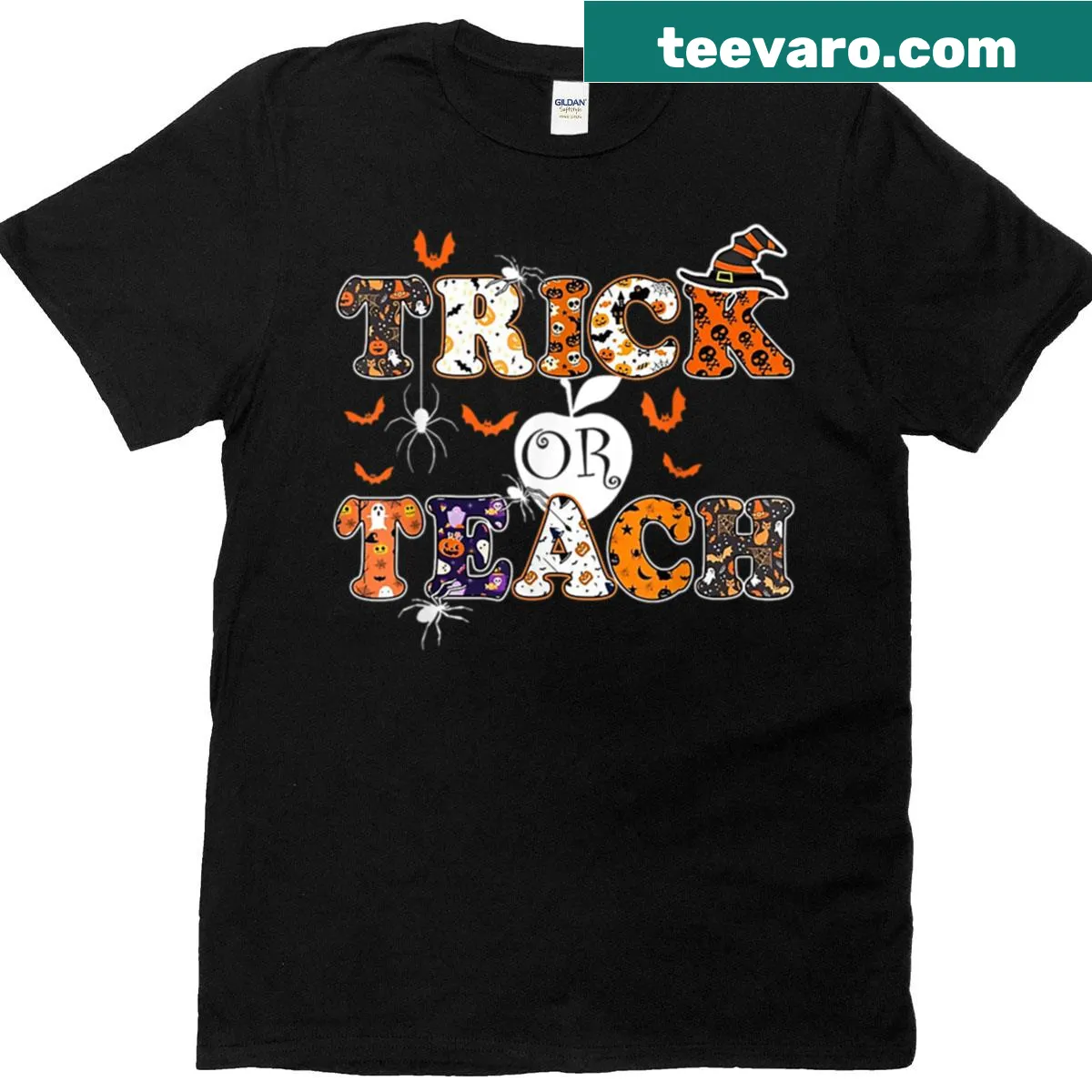 Funny teaching t-shirt with Halloween theme text — on a men's t-shirt