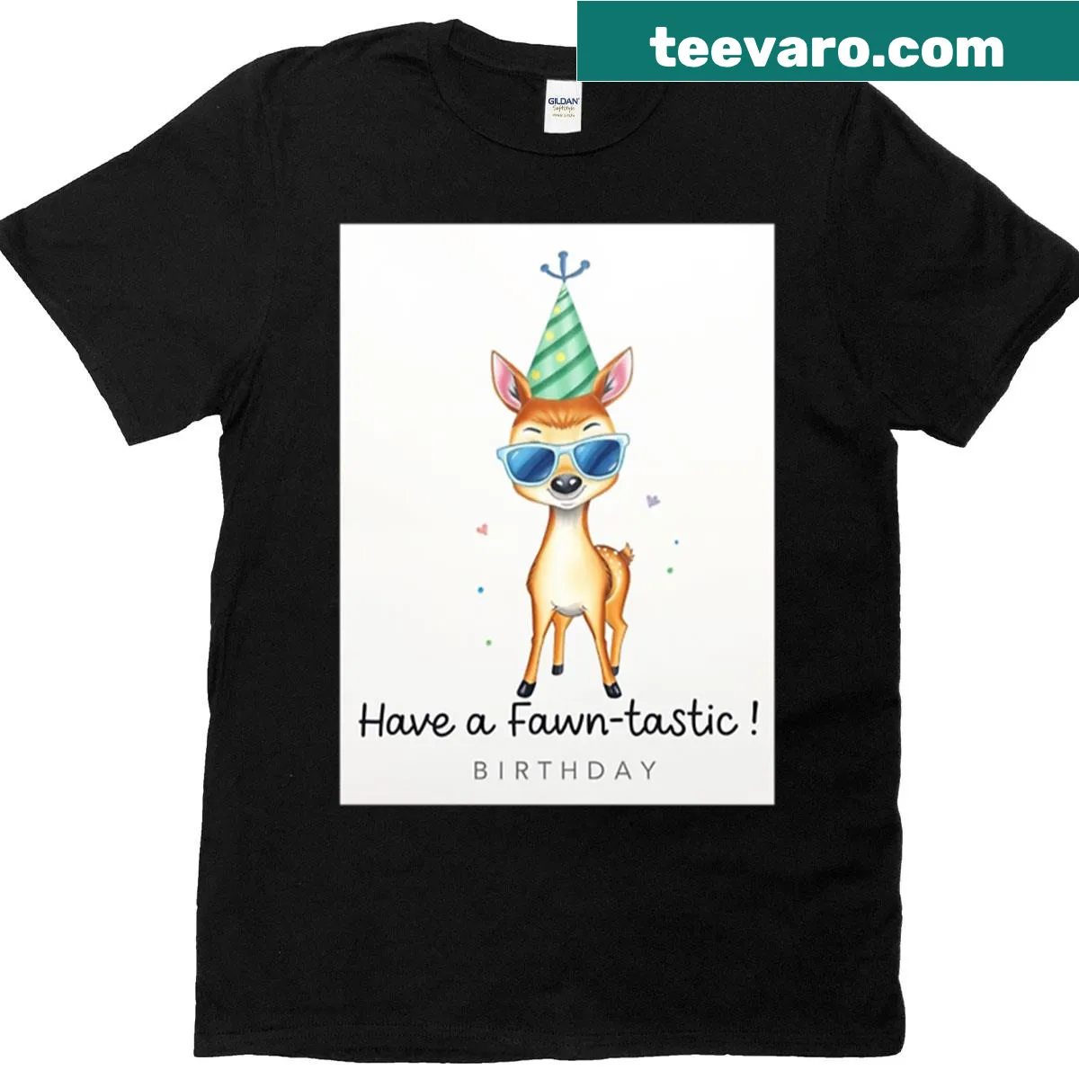 Cute fawn and balloon illustration for a birthday t-shirt — on a men's t-shirt