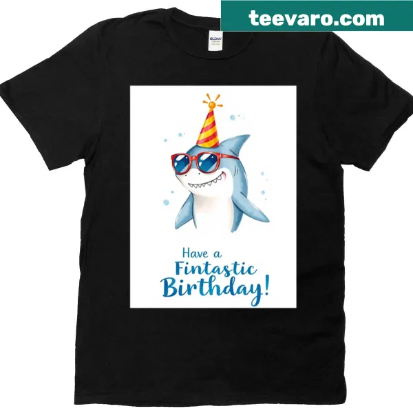 Cute shark graphic with balloons for a birthday t-shirt