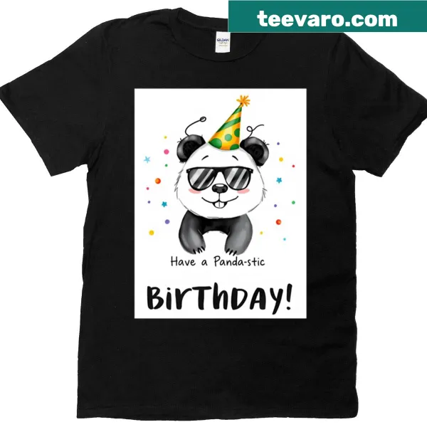 Cute panda T-shirt with balloons and playful birthday message