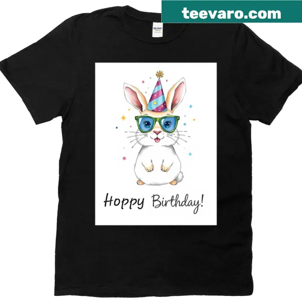 Kawaii bunny birthday t-shirt with cute balloons