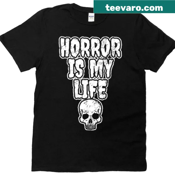 T-shirt featuring a graphic design related to horror culture