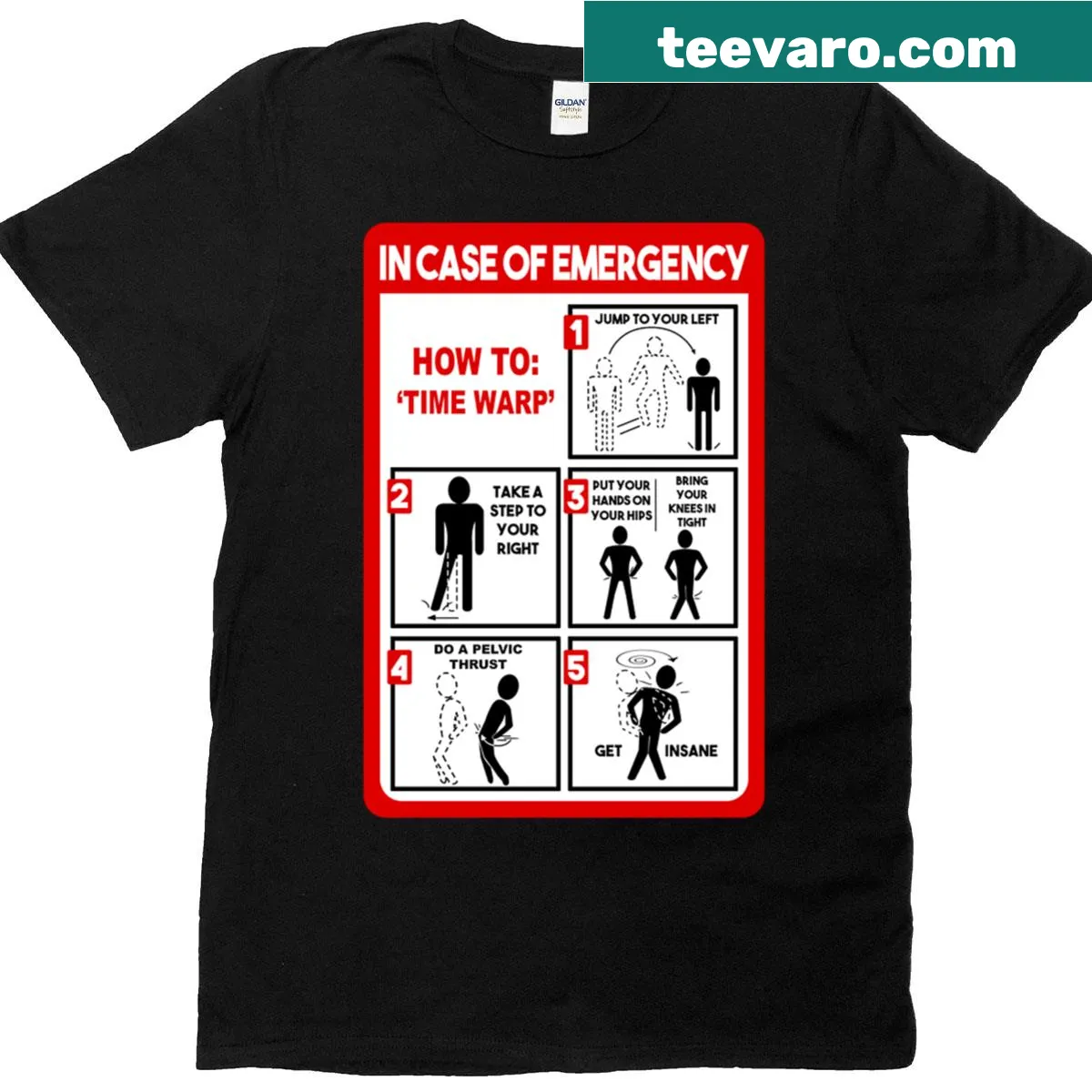 Bold text 'How To Time Warp' on a science-themed T-shirt. — on a men's t-shirt