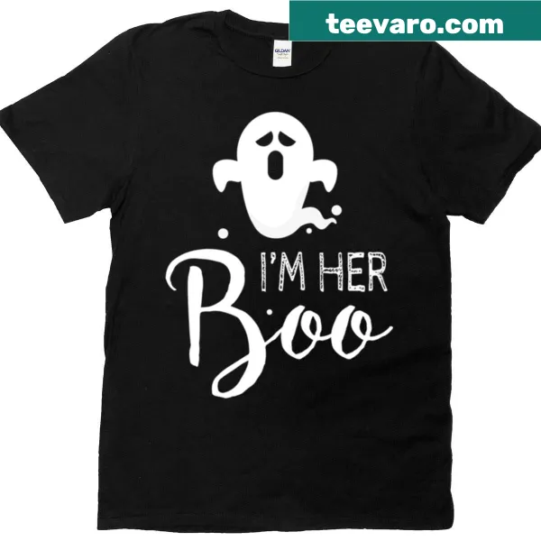 Halloween matching couple t-shirt with I’m Her Boo text