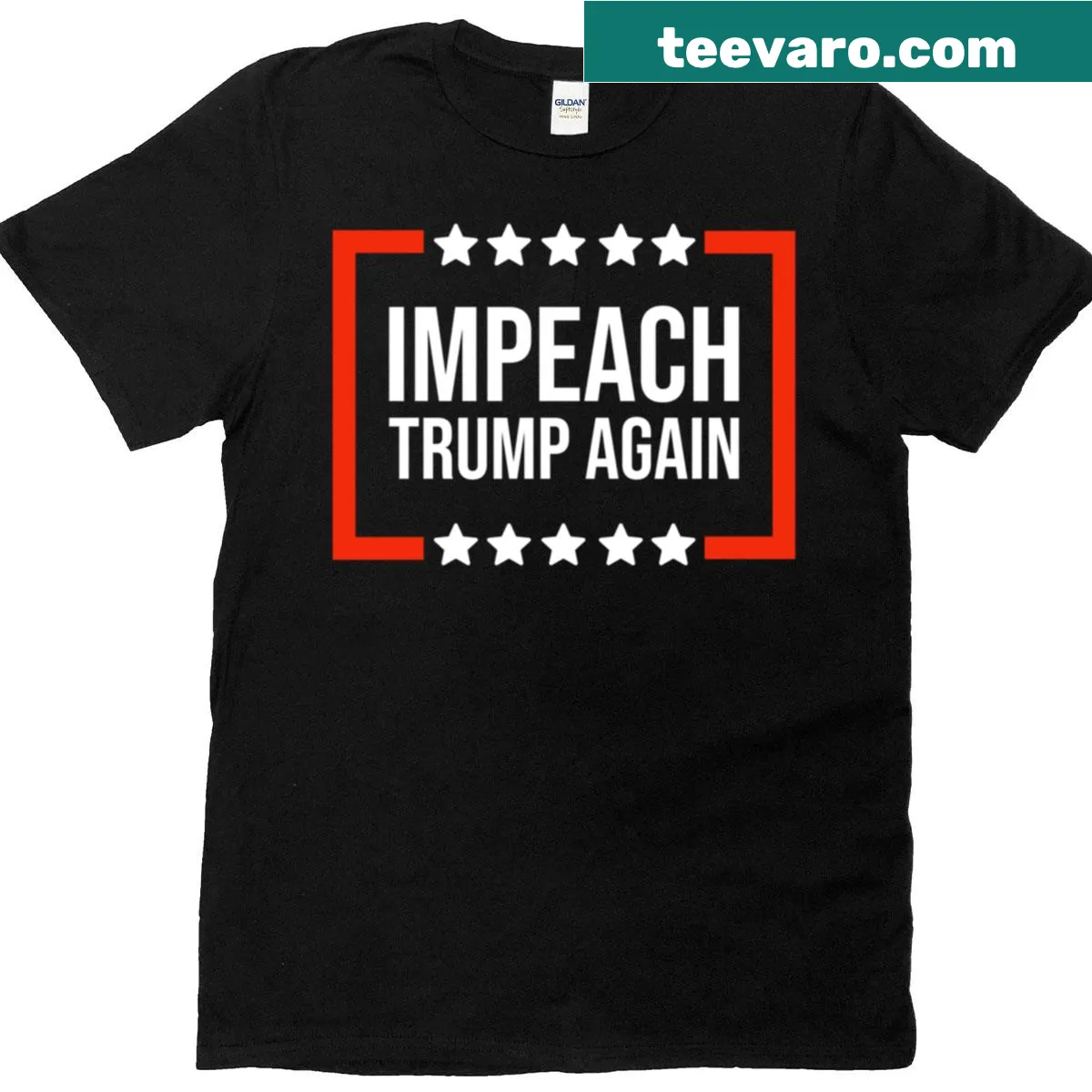 T-shirt with the phrase 'Impeach Trump Again' in bold text. — on a men's t-shirt