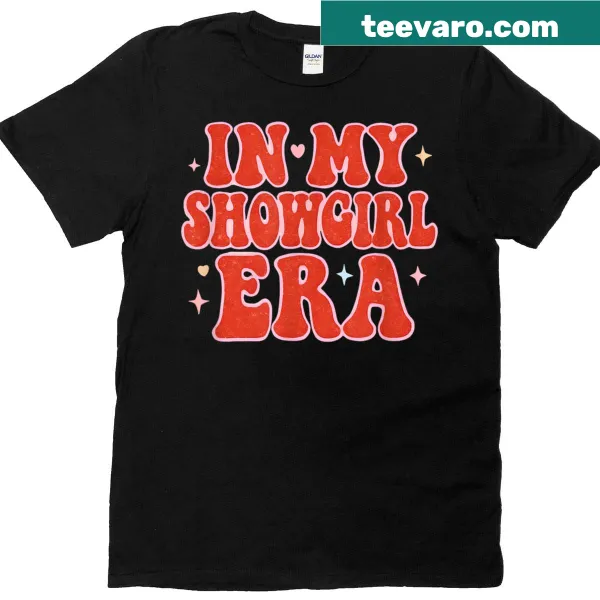 Playful groovy graphic T-shirt with a showgirl theme