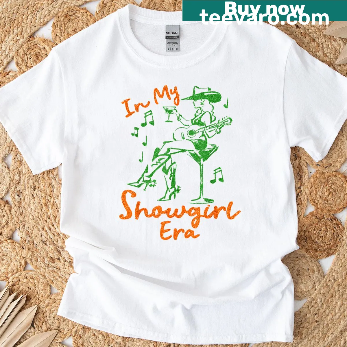 Retro-style T-shirt for women with country music and showgirl design — on a men's t-shirt
