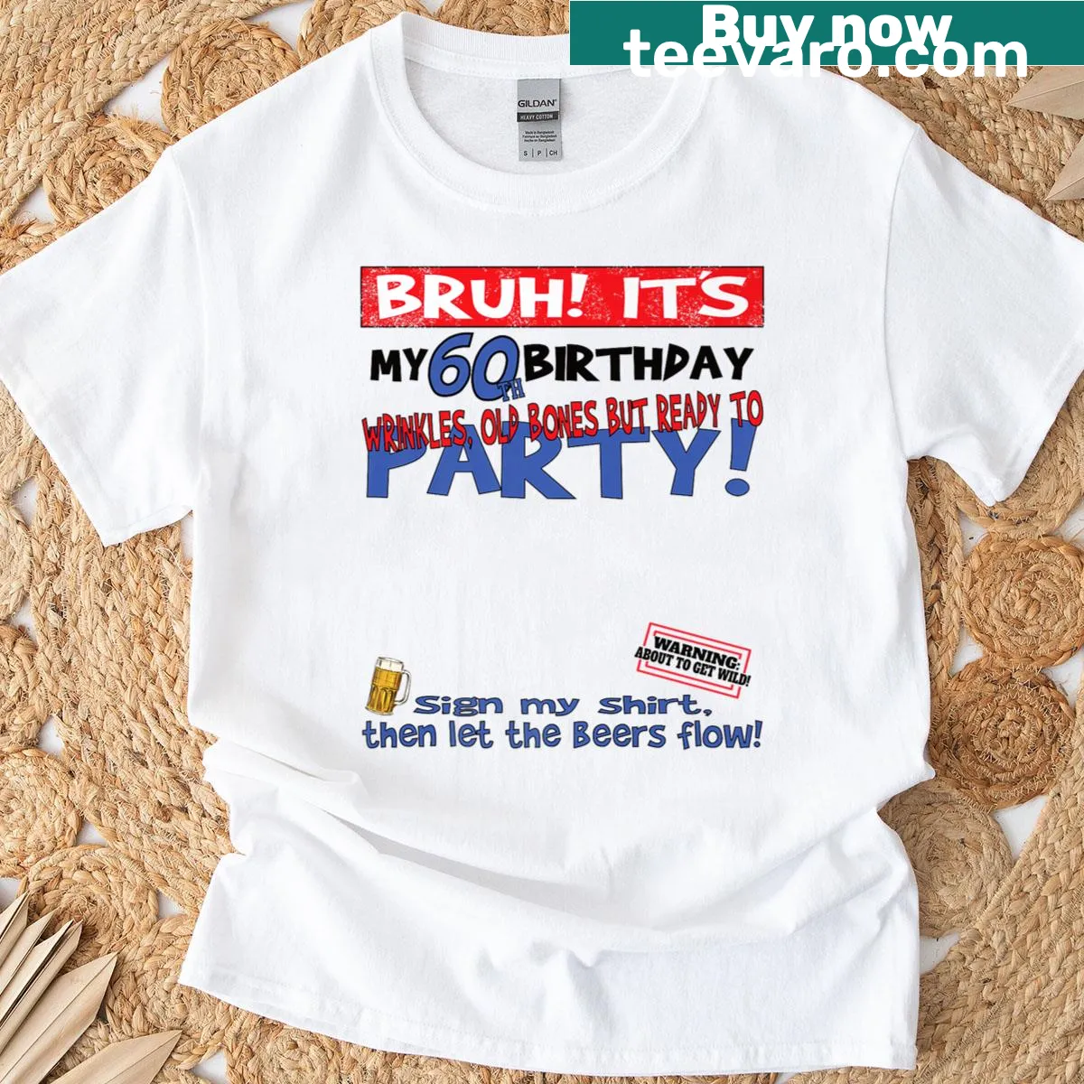 Birthday T-shirt with 'It’s My 60th Birthday' text for signing — on a men's t-shirt