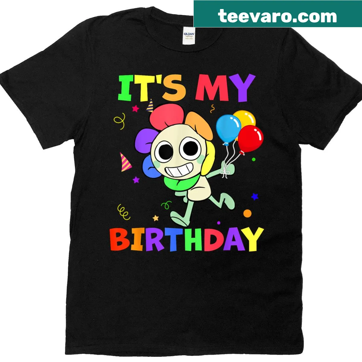 Toddler T-shirt with a cartoon birthday design from Dandy's Toons — on a men's t-shirt