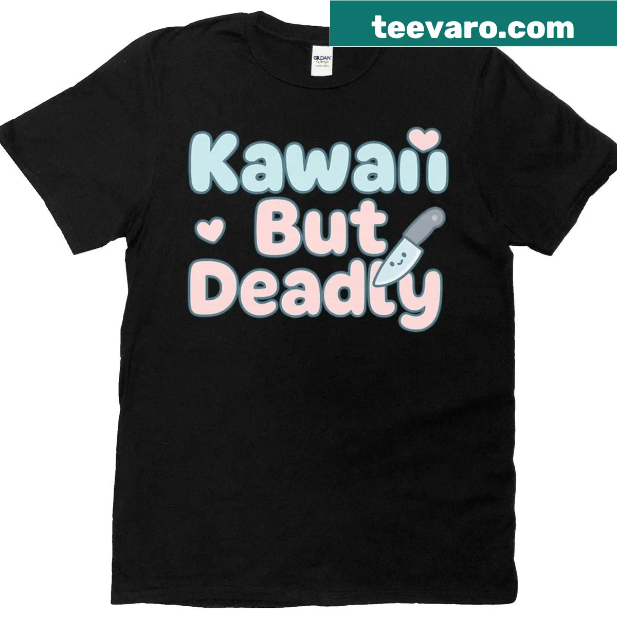 Kawaii style oversized t-shirt with cute and deadly graphics — on a men's t-shirt