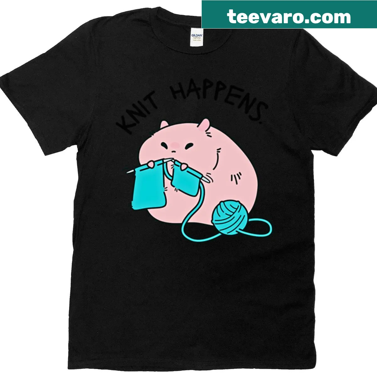 Kawaii animals knitting graphic on a cute t-shirt — on a men's t-shirt