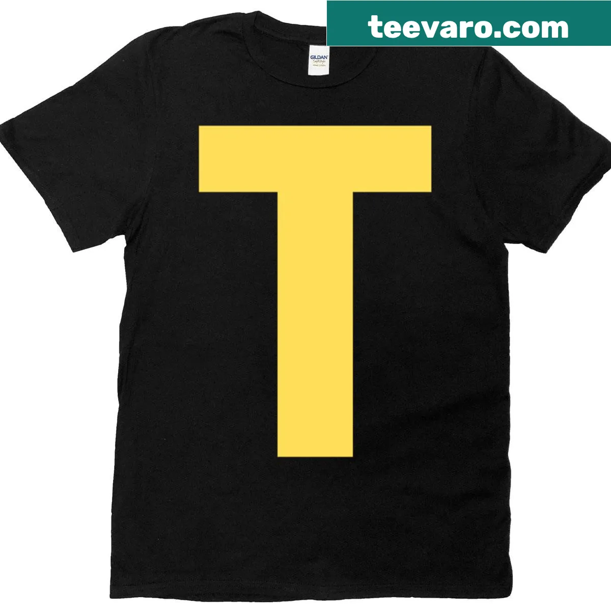 Cartoon T-shirt with chipmunks forming the letter T — on a men's t-shirt