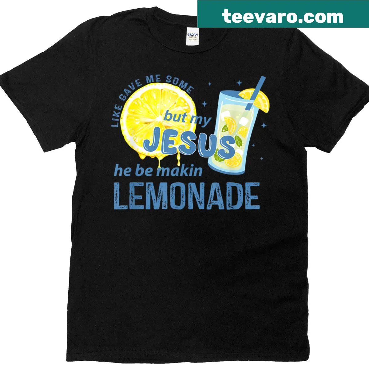Funny shirt with a saying about lemons and Jesus making lemonade — on a men's t-shirt