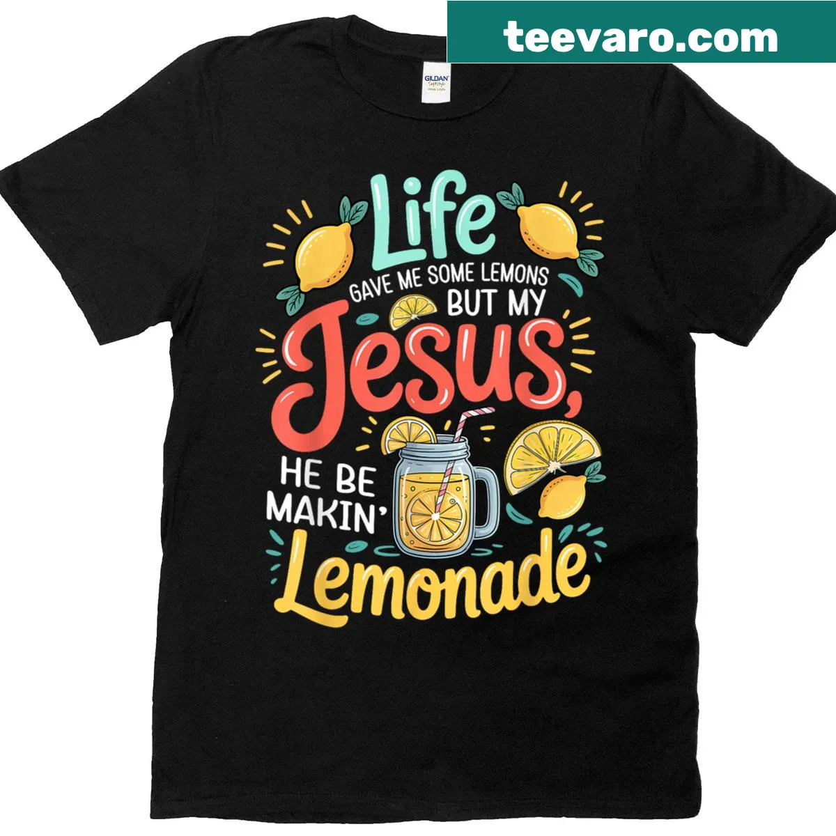 Inspirational T-shirt with lemon and lemonade theme — on a men's t-shirt