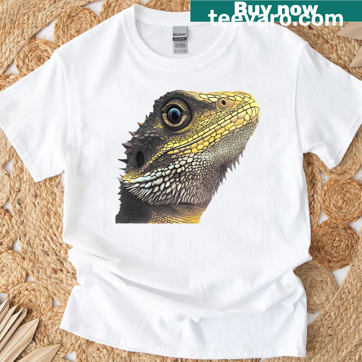 Hilarious lizard meme design T-shirt for reptile lovers — on a men's t-shirt