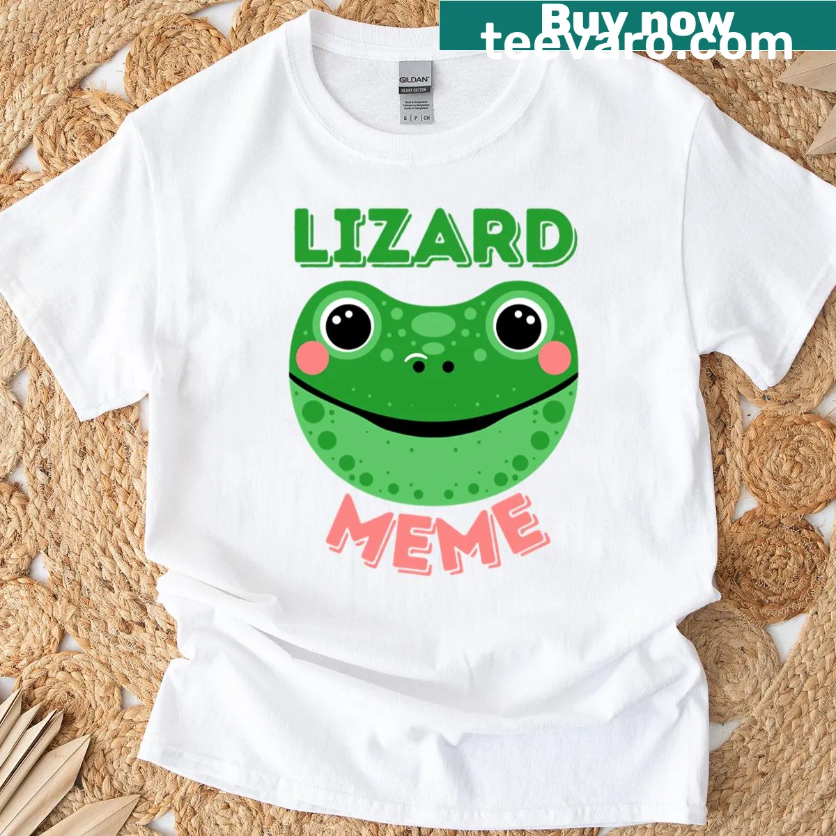 Playful typography design celebrating lizard memes, perfect for meme enthusiasts. — on a men's t-shirt