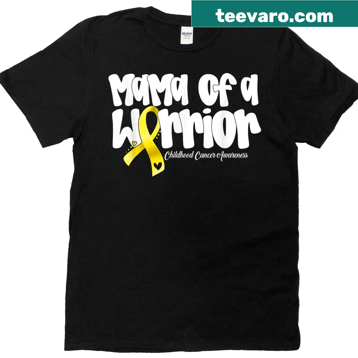 Awareness t-shirt featuring 'Mama Of A Warrior' graphic design — on a men's t-shirt