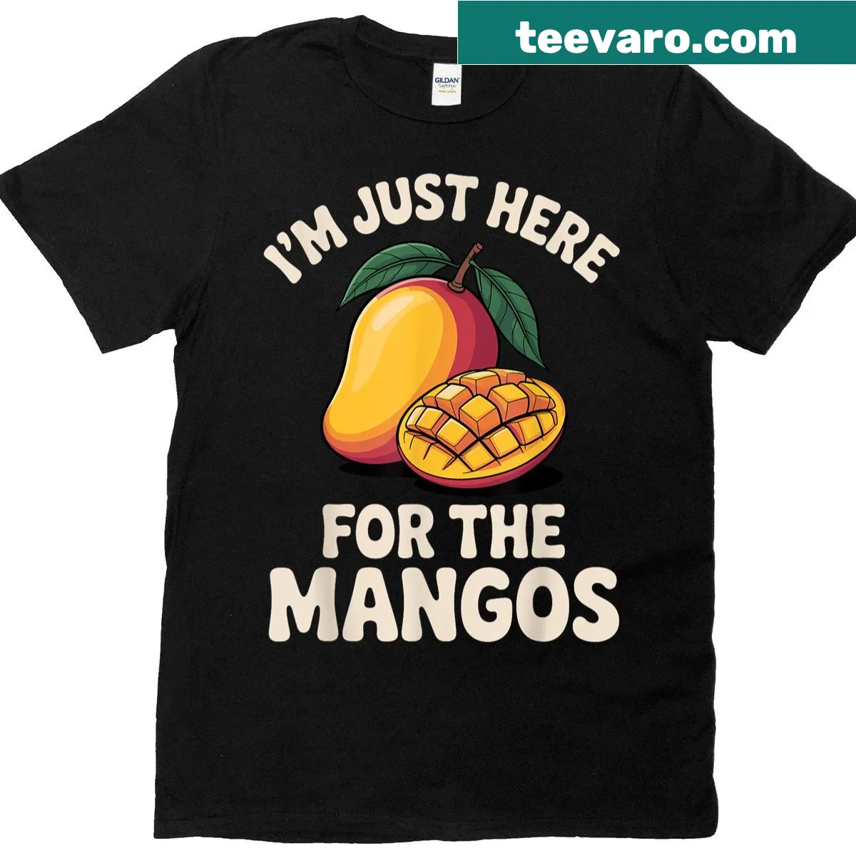 Illustrated mango design t-shirt for fruit lovers — on a men's t-shirt