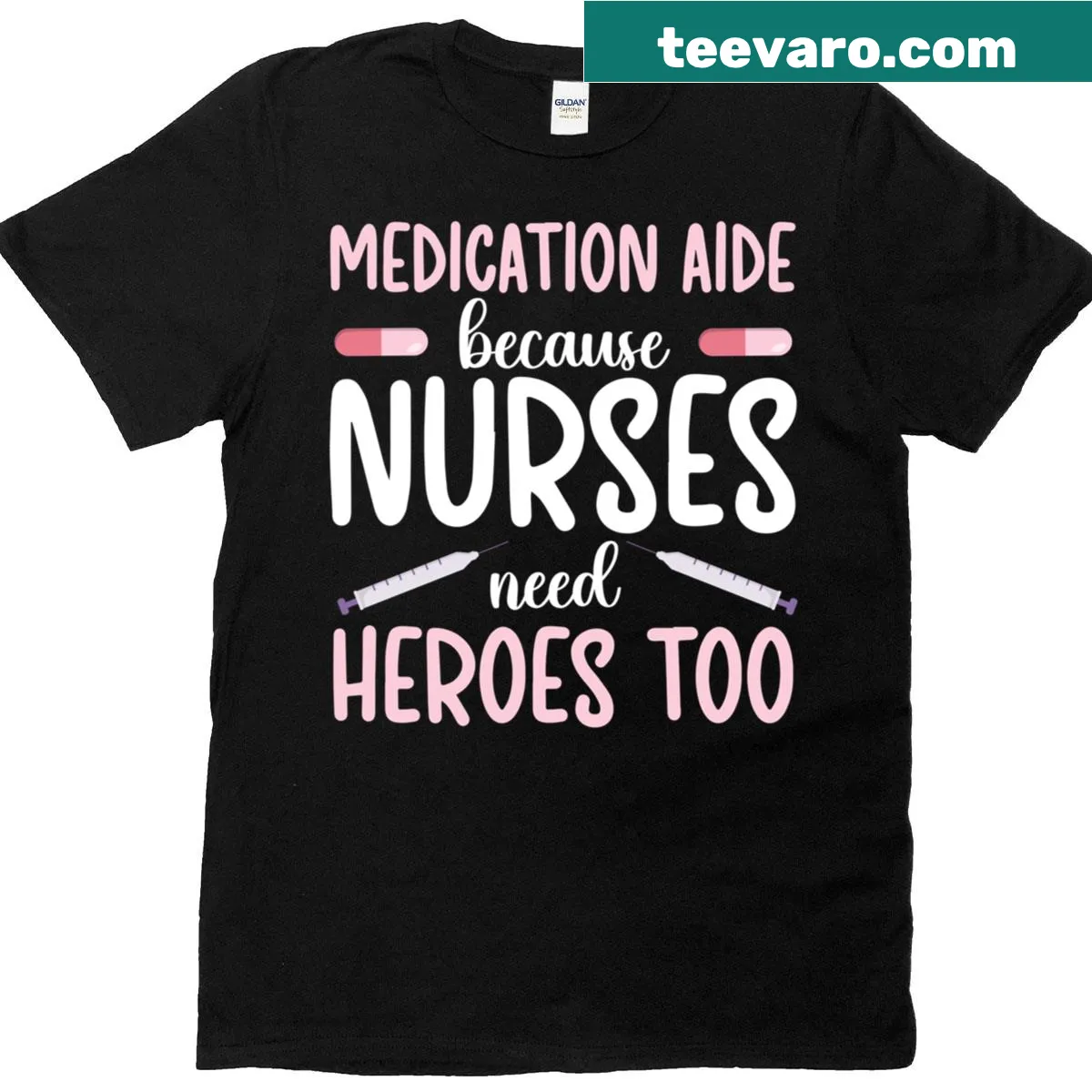 Typography t-shirt honoring medication aides with a heartfelt message — on a men's t-shirt