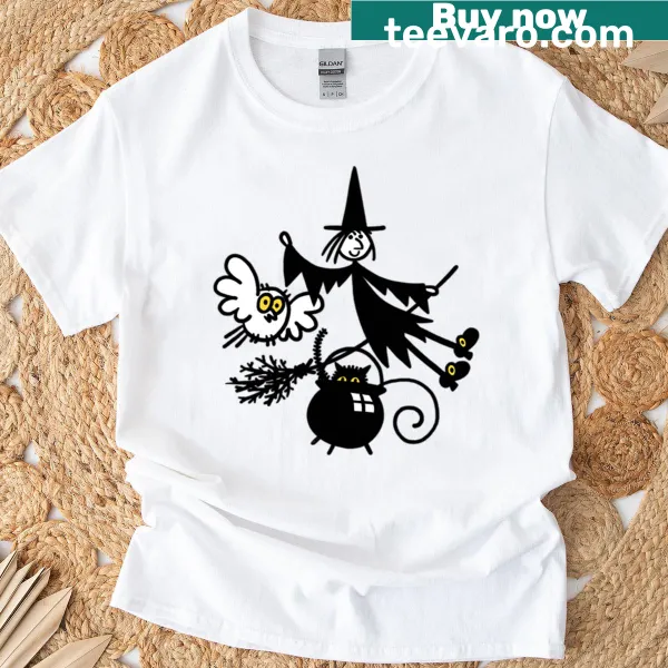 Children's t-shirt featuring Meg and Mog Halloween design