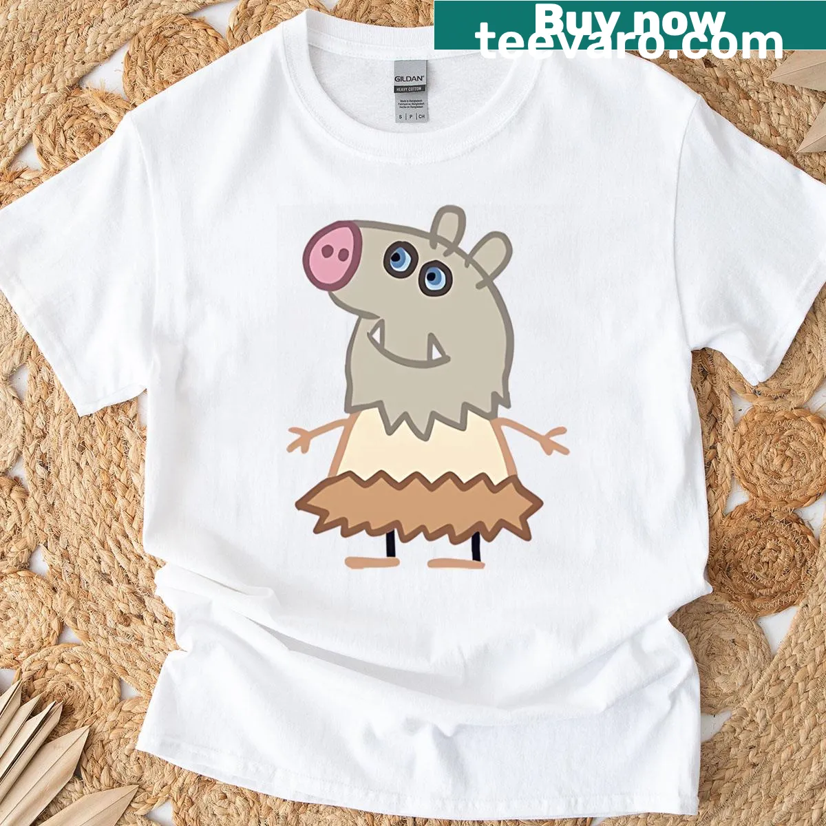 Cartoon graphic of Inosuke from anime on T-shirt — on a men's t-shirt