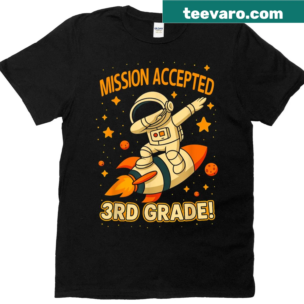 Kids t-shirt with dabbing astronaut and 'Mission Third Grade Accepted' — on a men's t-shirt