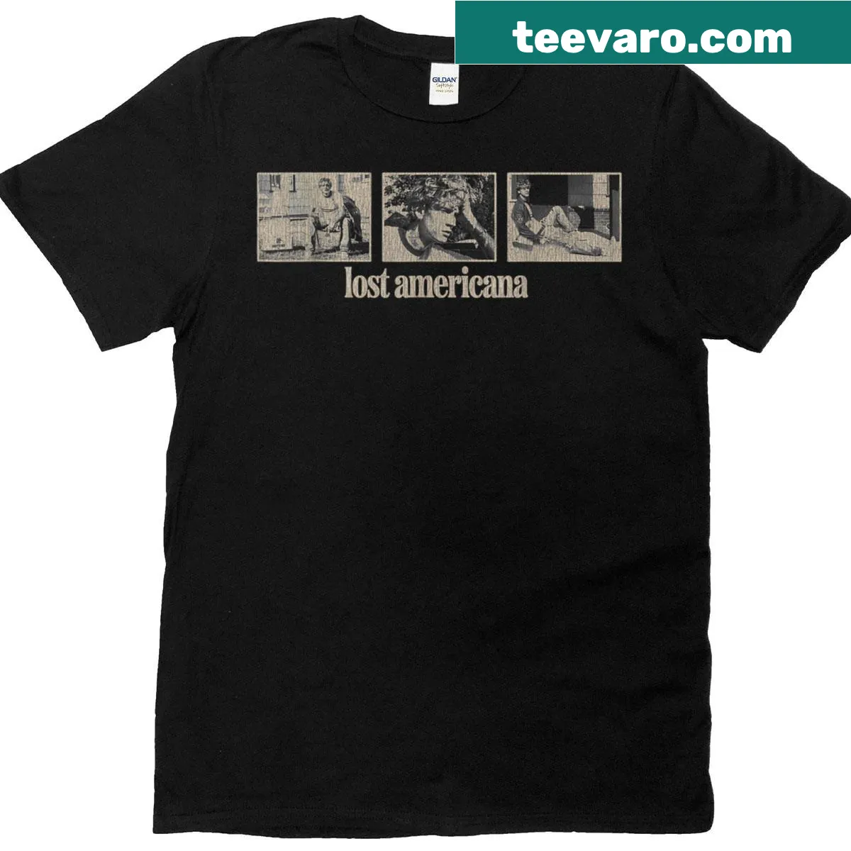 Illustrative Americana-themed MGK t-shirt design — on a men's t-shirt