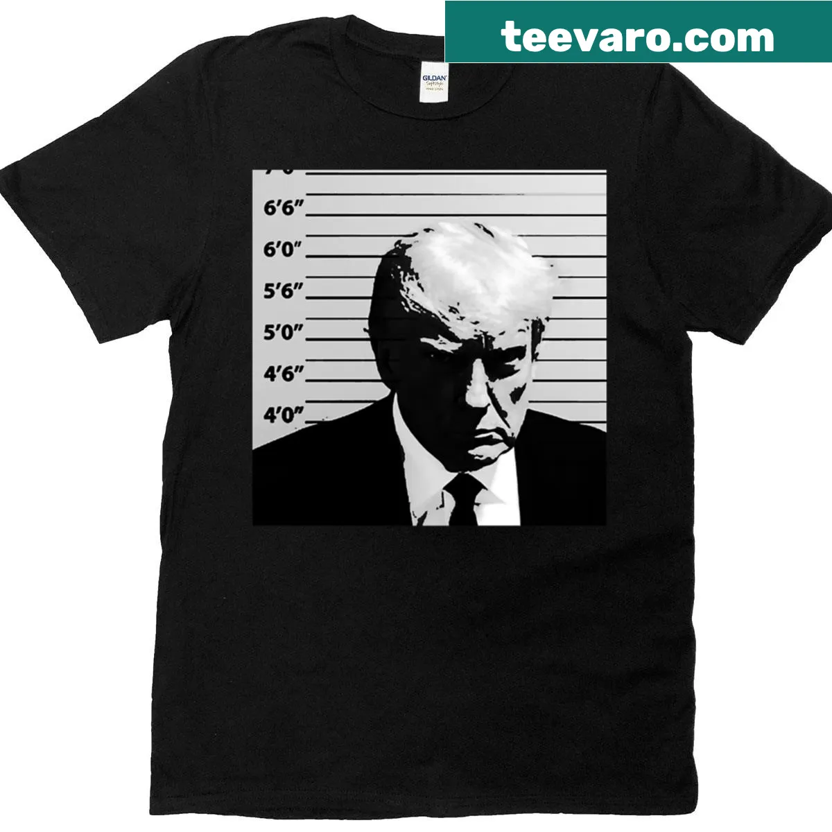 Official Trump mugshot graphic on a humorous T-shirt — on a men's t-shirt