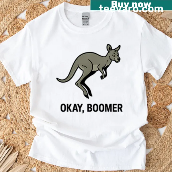 Cheeky t-shirt with Eastern Grey Kangaroo and 'Okay Boomer' text