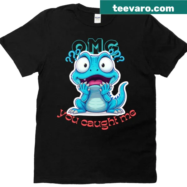 Cute blue lizard meme graphic T-shirt