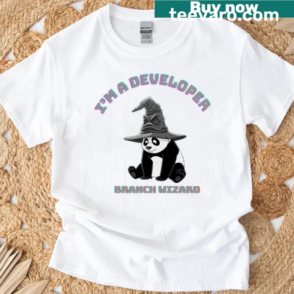 Panda wizard t-shirt featuring the phrase I'm A Developer
