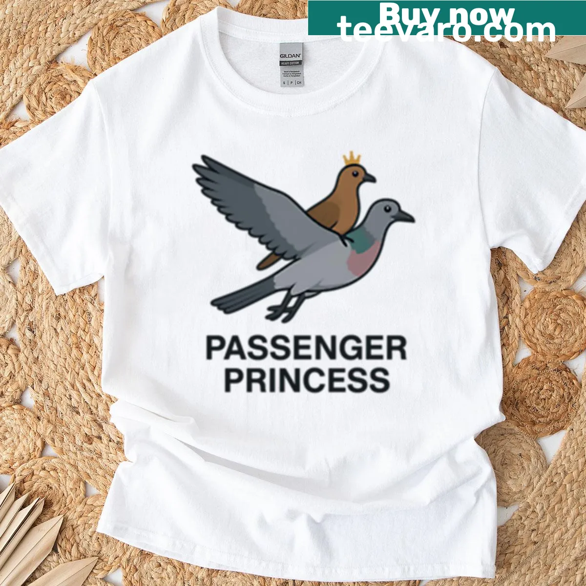 Illustrated t-shirt featuring the extinct passenger pigeon — on a men's t-shirt
