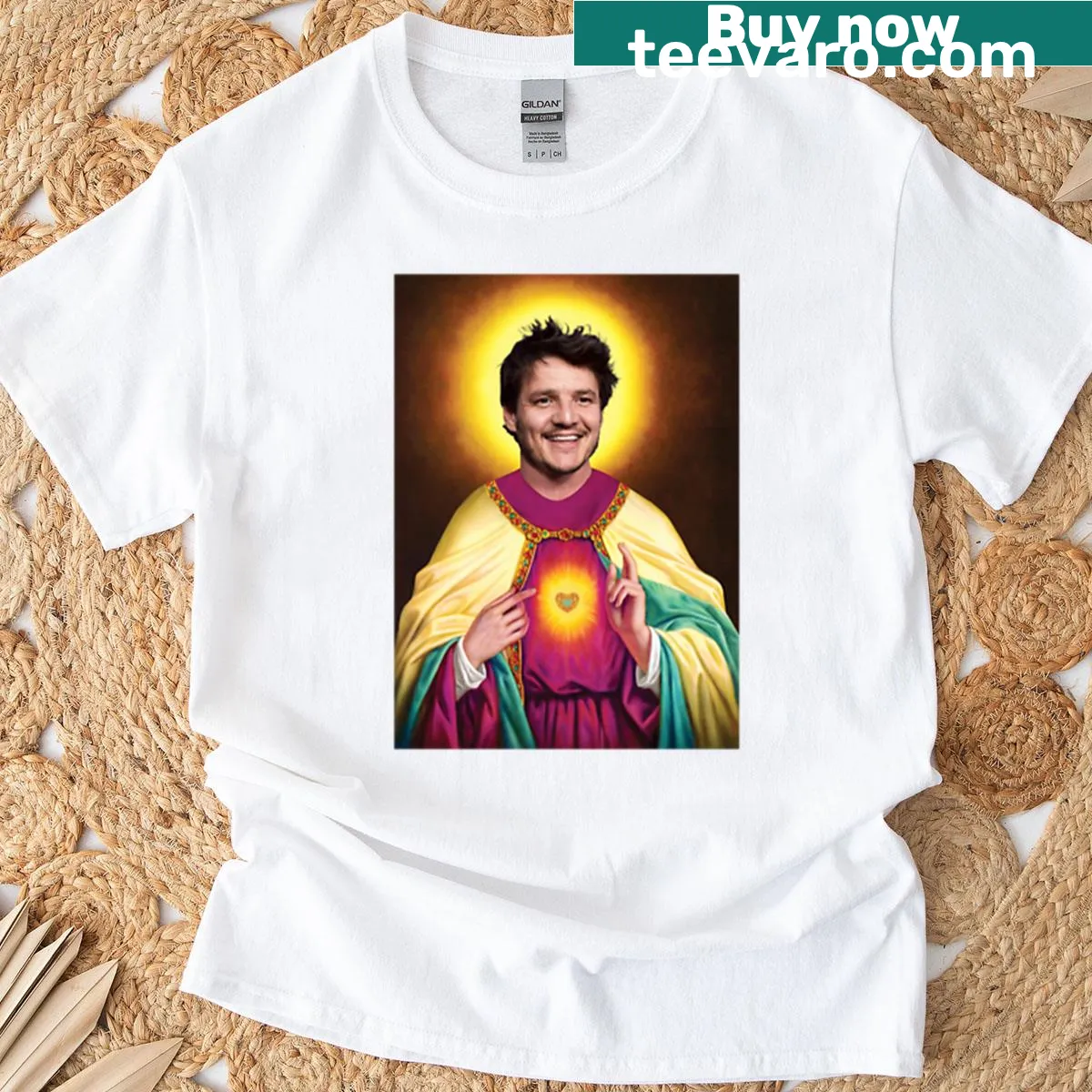 Pedro Pascal meme design on a humorous premium t-shirt — on a men's t-shirt