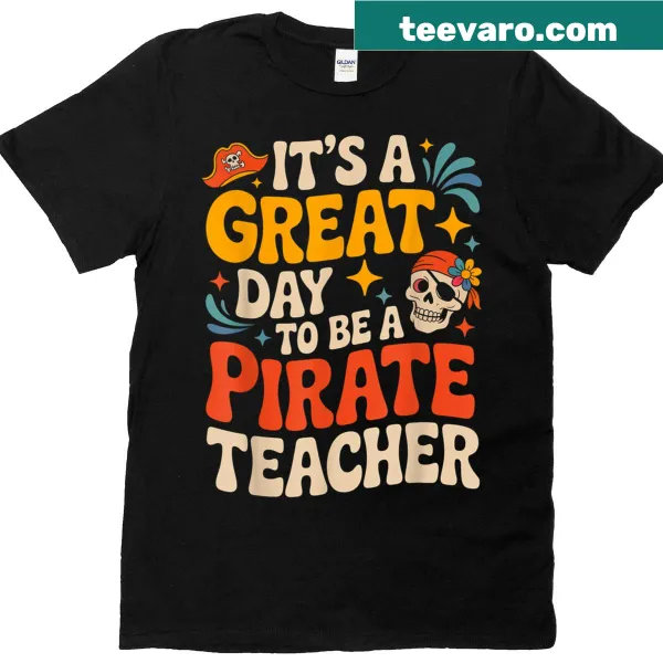 School spirit t-shirt with pirate mascot design for teachers