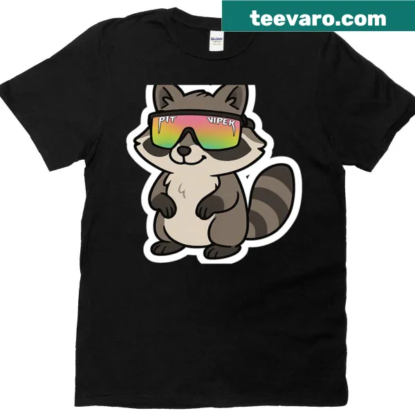 Cartoon raccoon graphic on a fun t-shirt.