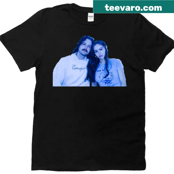 Pixelated monochrome graphic with the names Enya and Drew