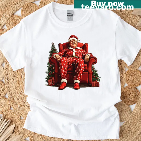 Funny oversized Christmas t-shirt featuring President Trump