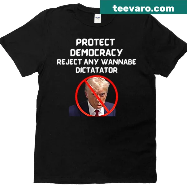 Bold typography 'Protect Democracy' T-shirt in a simple style