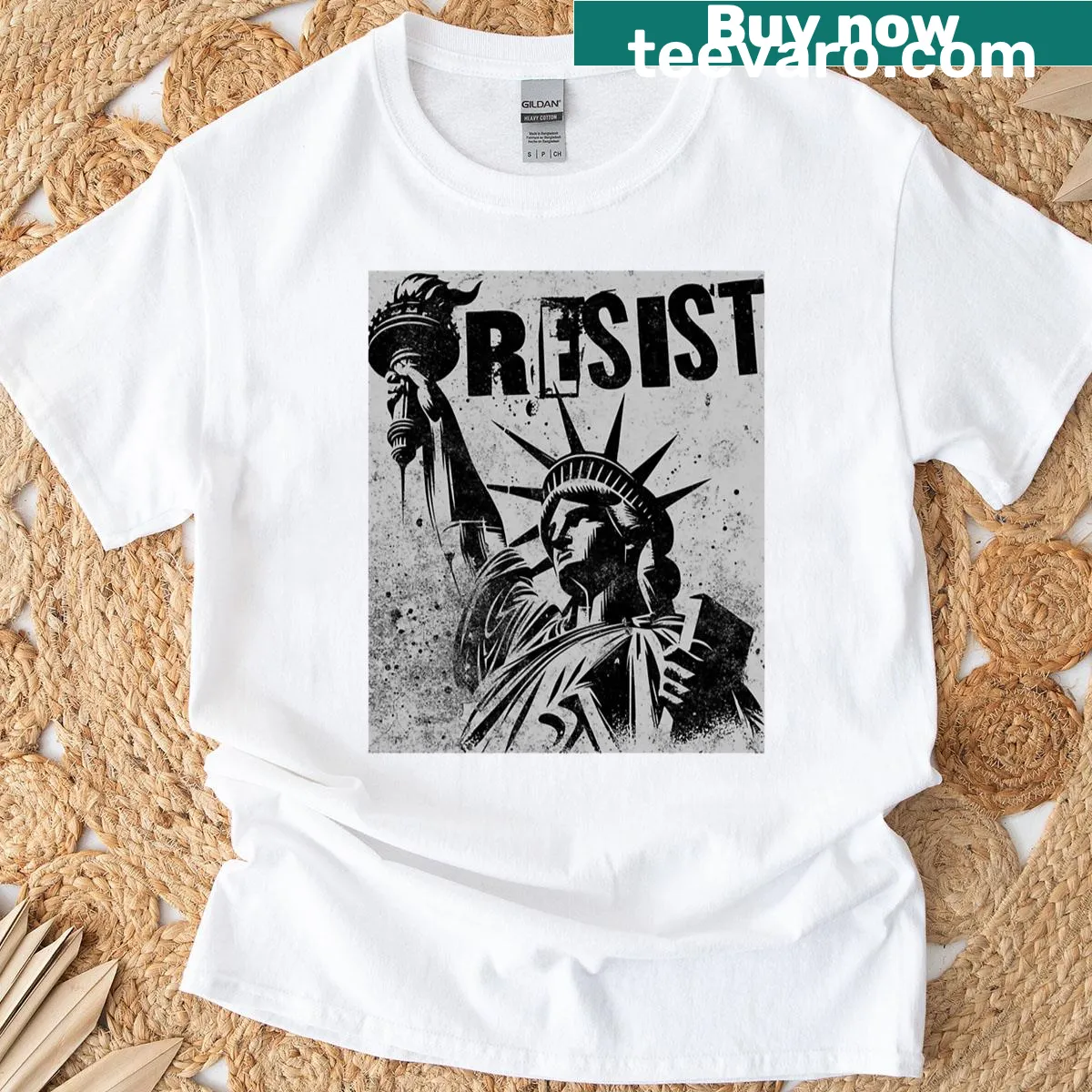 Vintage distressed Punk Rock t-shirt with 'Vive La Resistance' text — on a men's t-shirt