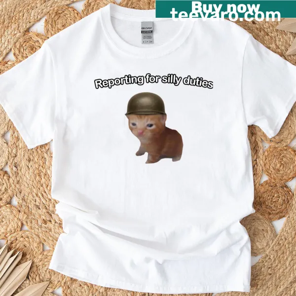 Funny cat t-shirt with playful text about cat duties