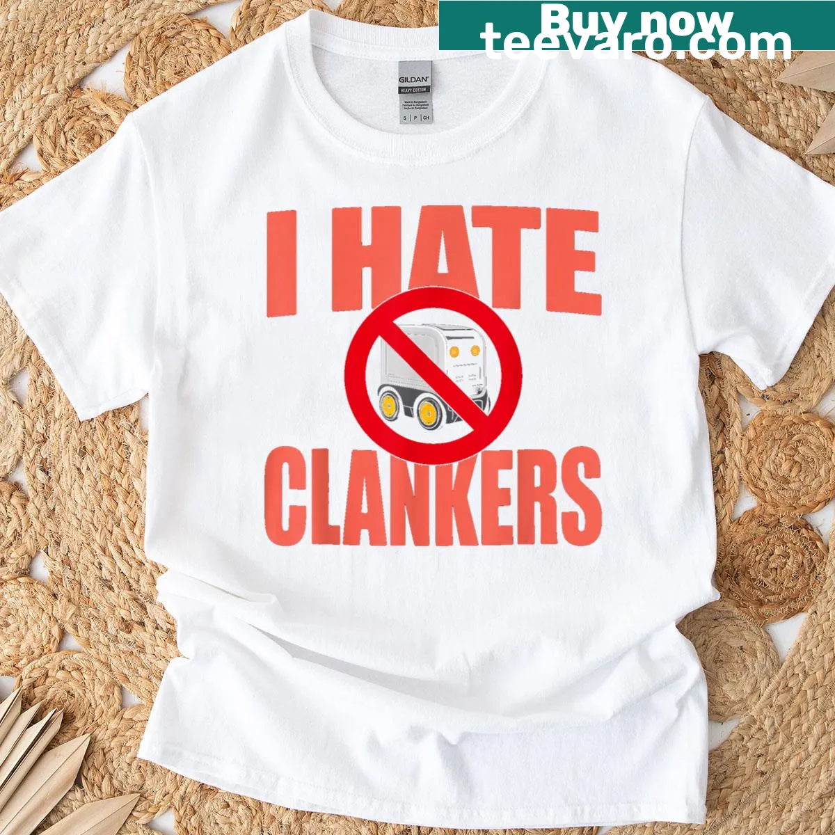 Humorous t-shirt expressing disdain for AI with bold text — on a men's t-shirt