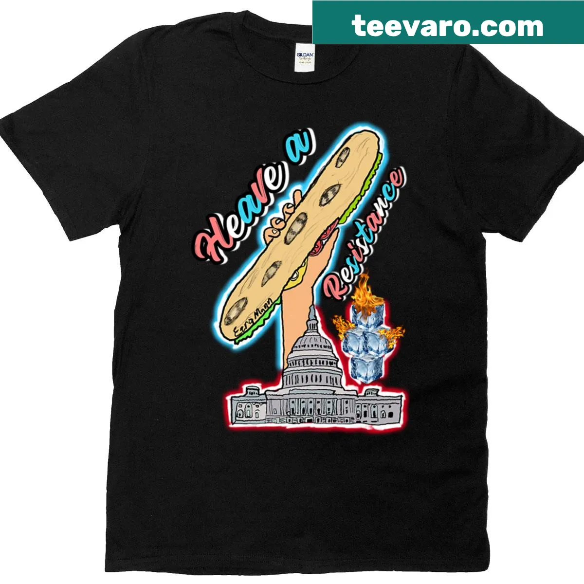 Inspirational T-shirt with 'Rise Up And Heave A Resistance' text — on a men's t-shirt