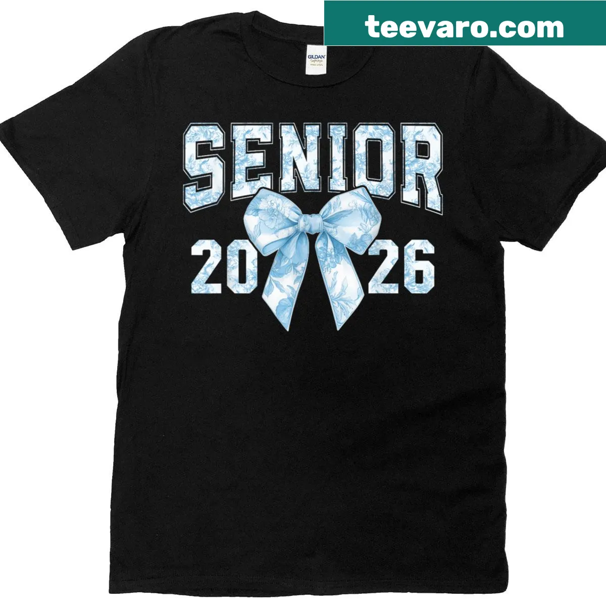 Graduation T-shirt for Senior 2026 with bow design — on a men's t-shirt