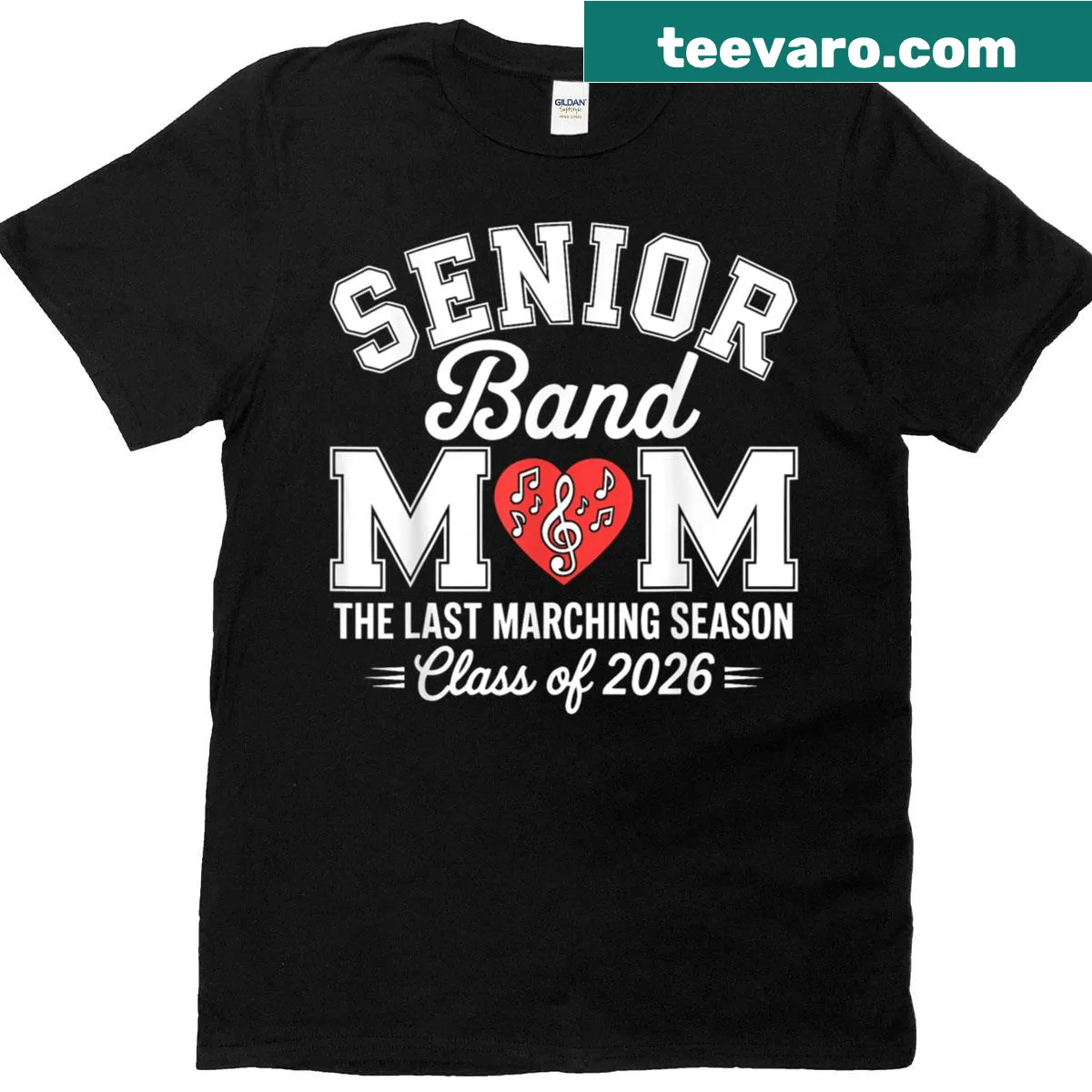 T-shirt for Senior Band Moms celebrating 2026 graduation — on a men's t-shirt