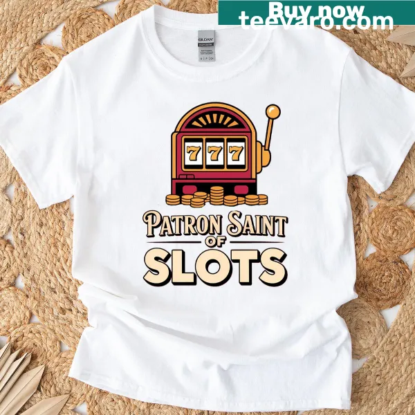 Funny slot machine graphic with patron saint theme