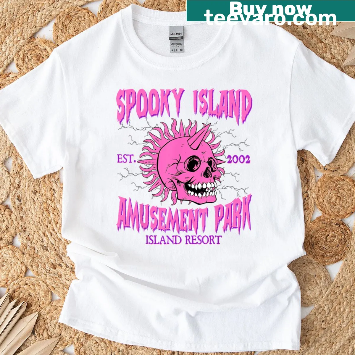 Retro Halloween skull graphic T-shirt — on a men's t-shirt