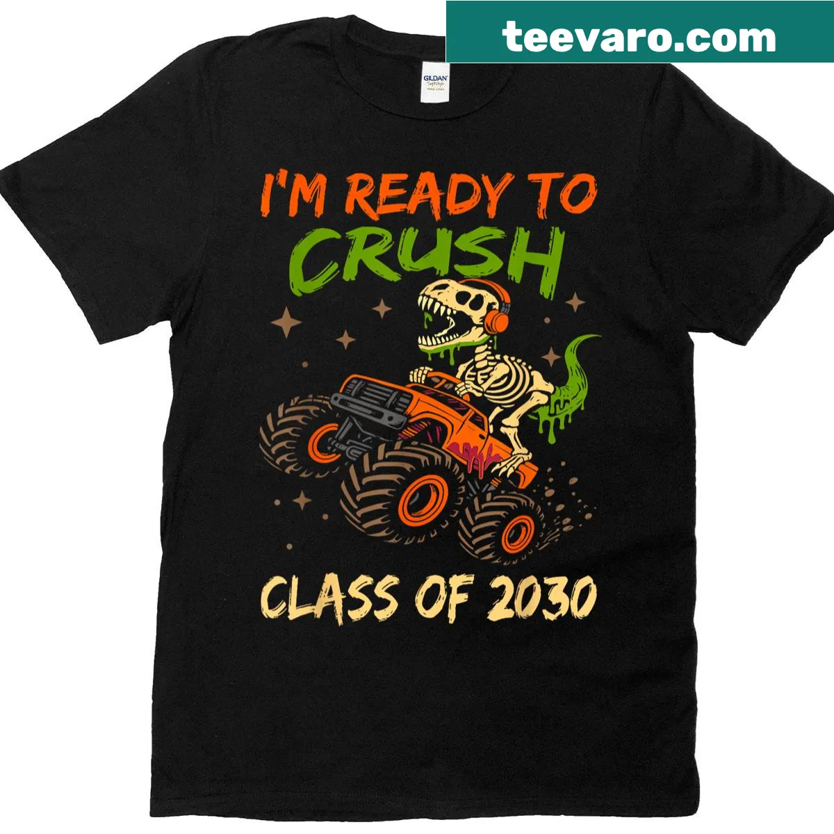 Monster truck design for kids celebrating back-to-school — on a men's t-shirt